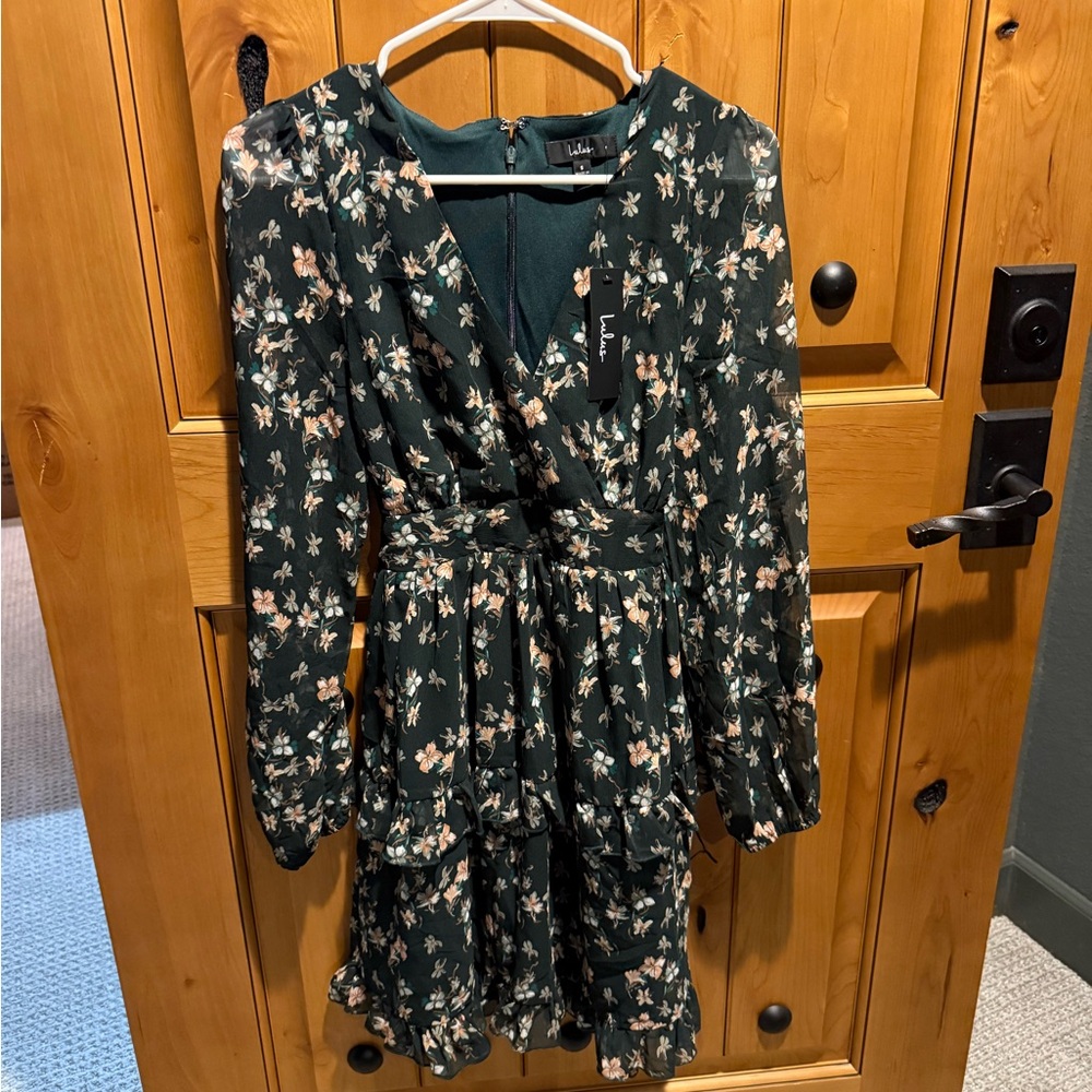 Lulu's Dark Green Floral Dress